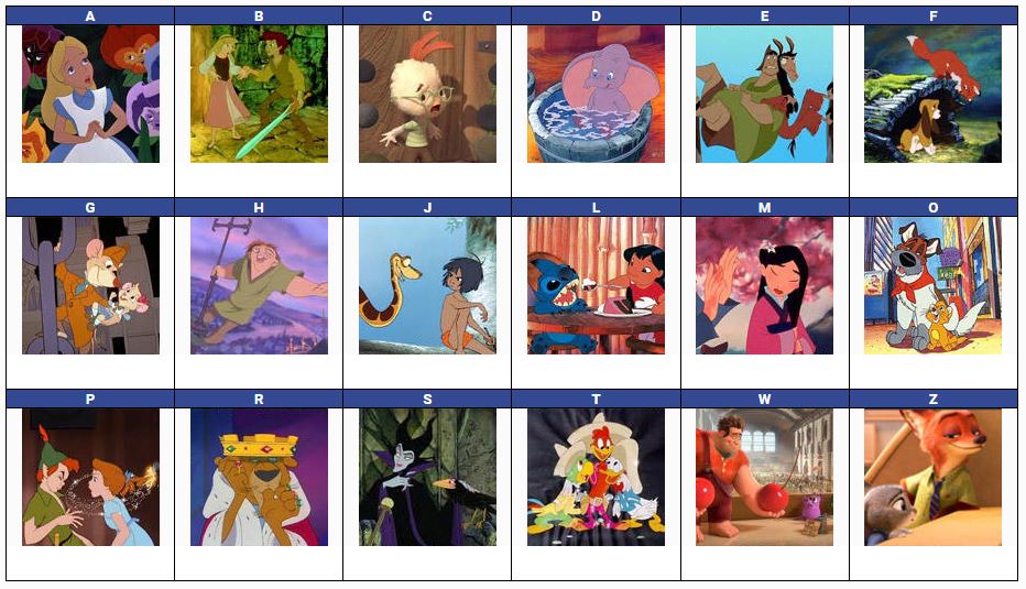 Disney Animated Films A - Z Quiz No. 1.JPG